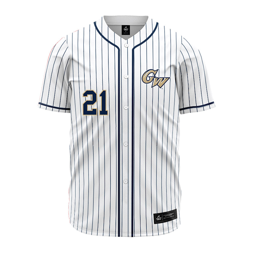 GWU - NCAA Softball : Isabella Ruby - White Pinstripe Jersey-0