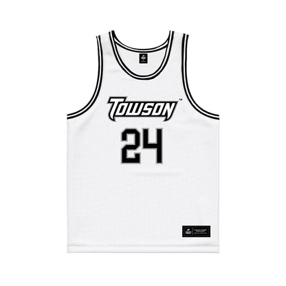 Towson - NCAA Men's Basketball : Jaquan Womack - white Basketball Jersey-0