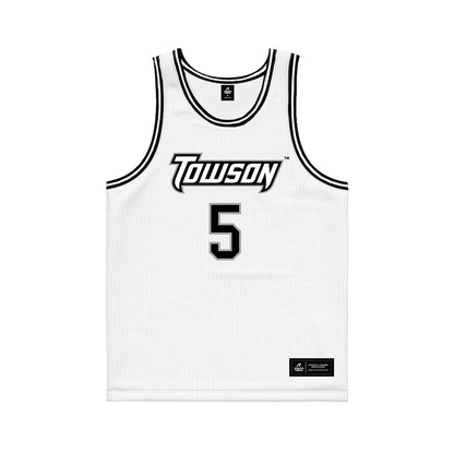 Towson - NCAA Men's Basketball : Jon Barton - white Basketball Jersey-0