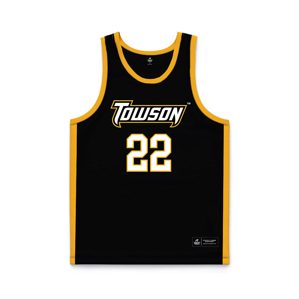 Towson - NCAA Men's Basketball : Ryan Skerry - black Basketball Jersey-0