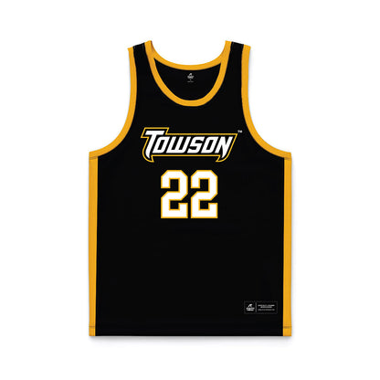 Towson - NCAA Men's Basketball : Ryan Skerry - black Basketball Jersey-0