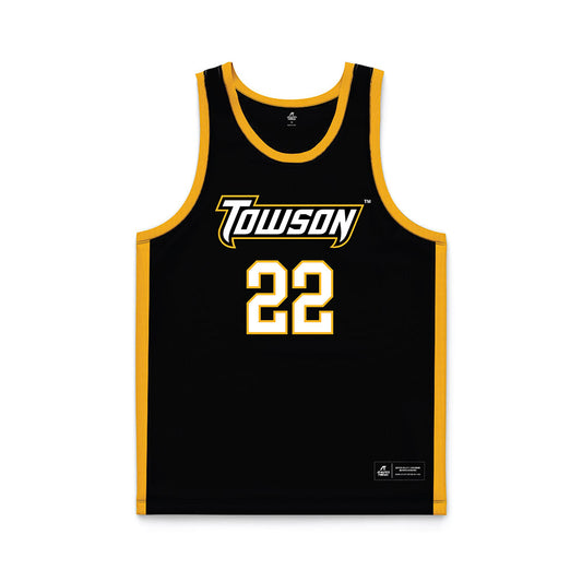 Towson - NCAA Men's Basketball : Ryan Skerry - black Basketball Jersey-0