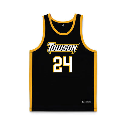 Towson - NCAA Men's Basketball : Jaquan Womack - black Basketball Jersey-0