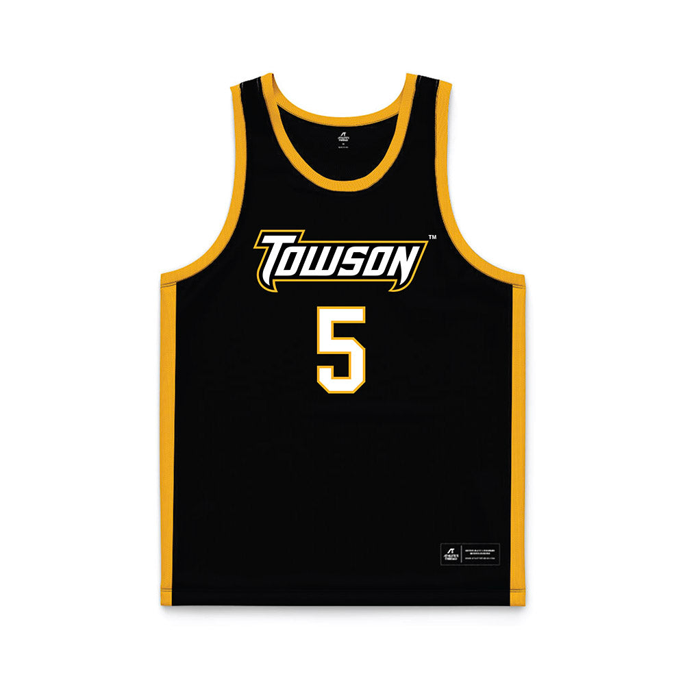 Towson - NCAA Men's Basketball : Jon Barton - black Basketball Jersey-0