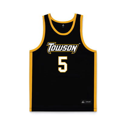 Towson - NCAA Men's Basketball : Jon Barton - black Basketball Jersey-0