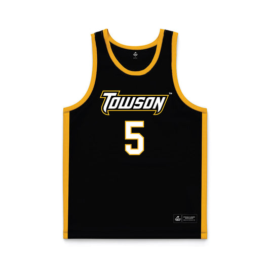 Towson - NCAA Men's Basketball : Jon Barton - black Basketball Jersey-0