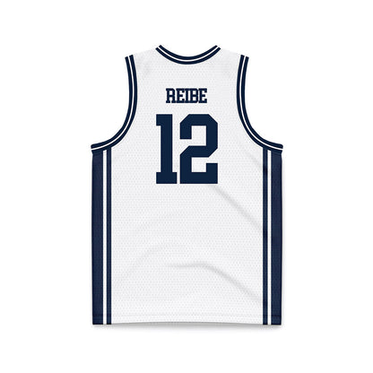 UConn - NCAA Men's Basketball : Eric Reibe - White Basketball Jersey-1