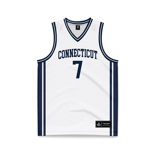 UConn - NCAA Men's Basketball : Jacob Furphy - White Basketball Jersey-0