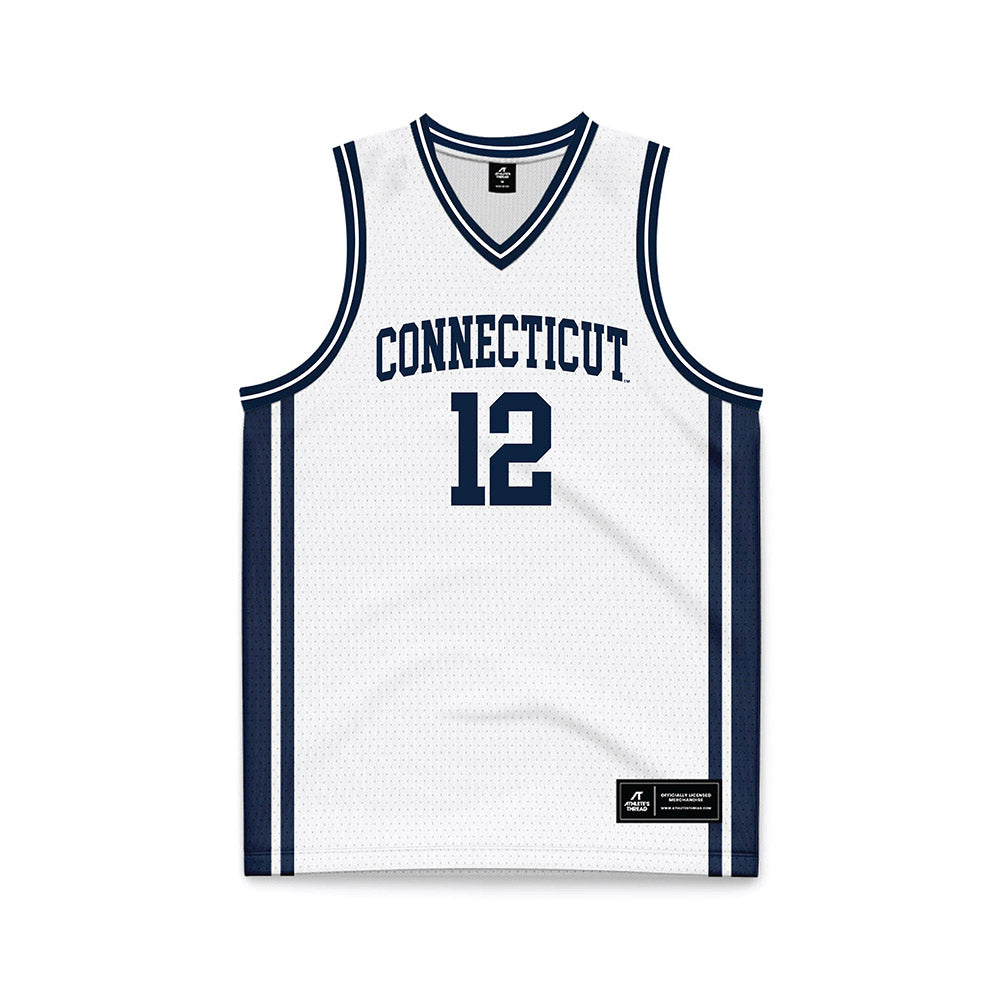 UConn - NCAA Men's Basketball : Eric Reibe - White Basketball Jersey-0