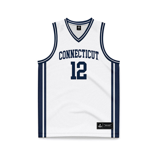 UConn - NCAA Men's Basketball : Eric Reibe - White Basketball Jersey-0