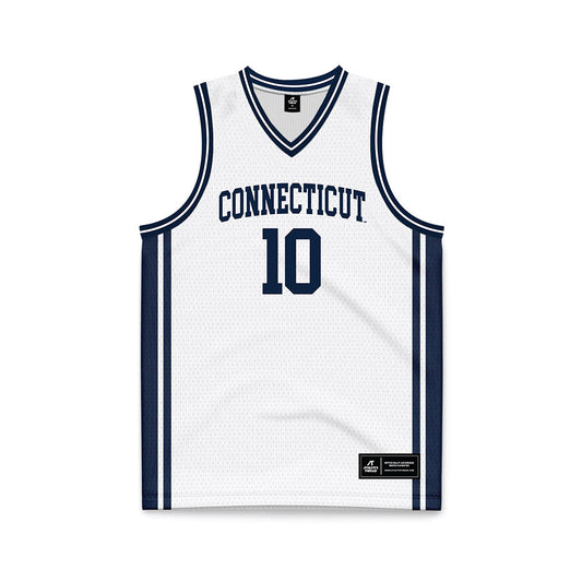 UConn - NCAA Men's Basketball : Rrezon Elezaj - White Basketball Jersey-0