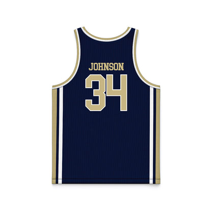 Akron - NCAA Men's Basketball : Nate Johnson - Navy Basketball Jersey