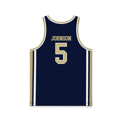 Akron - NCAA Men's Basketball : Tavari Johnson - Navy Basketball Jersey