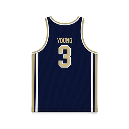 Akron - NCAA Men's Basketball : Sharron Young - Navy Basketball Jersey