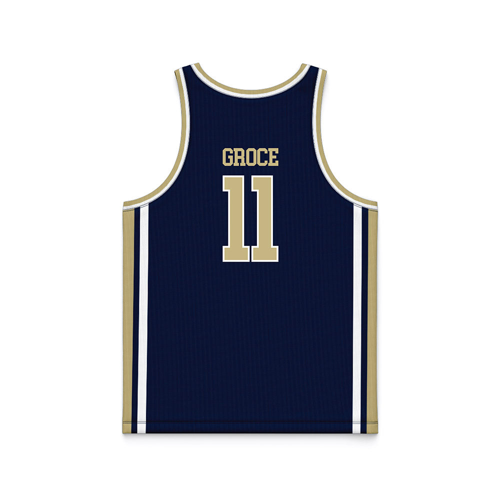 Akron - NCAA Men's Basketball : Conner Groce - Navy Basketball Jersey