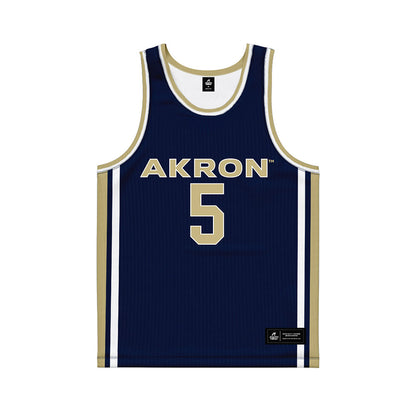 Akron - NCAA Men's Basketball : Tavari Johnson - Navy Basketball Jersey