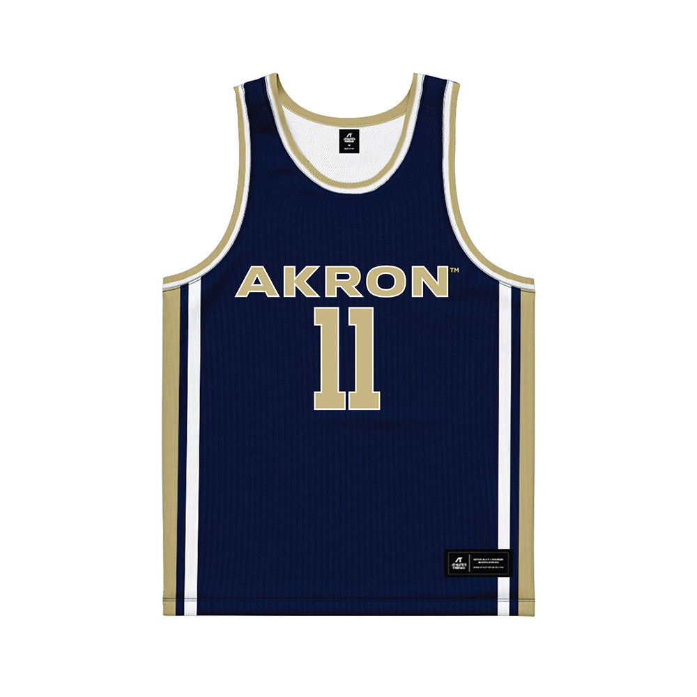 Akron - NCAA Men's Basketball : Conner Groce - Navy Basketball Jersey