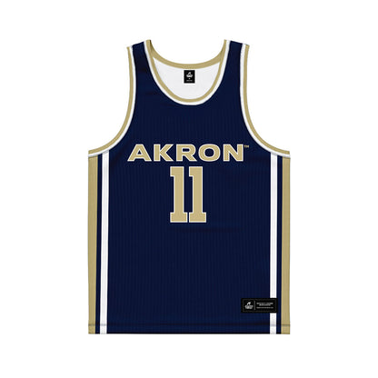 Akron - NCAA Men's Basketball : Conner Groce - Navy Basketball Jersey