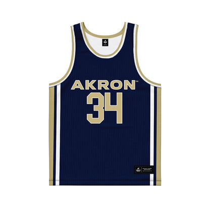 Akron - NCAA Men's Basketball : Nate Johnson - Navy Basketball Jersey