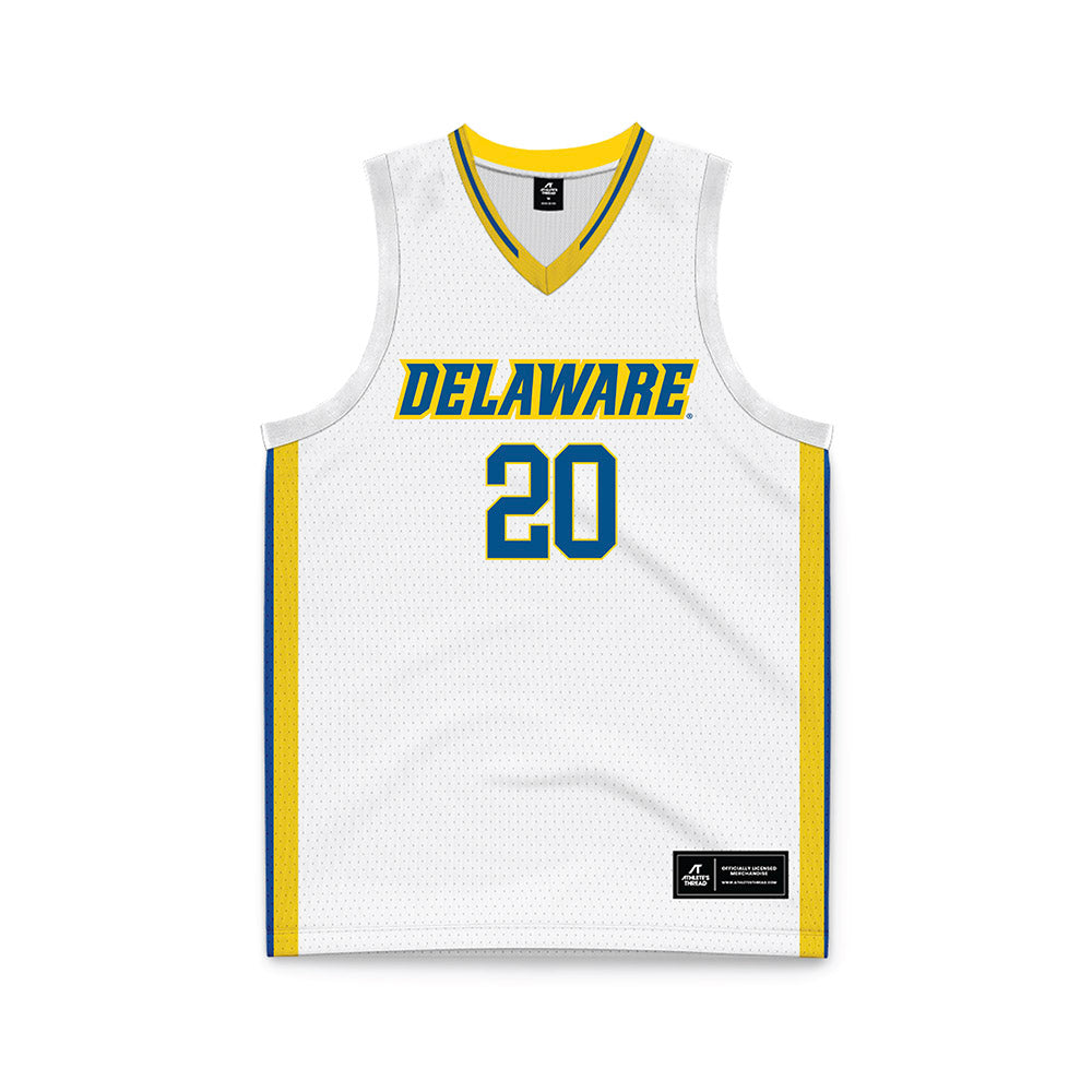 Delaware - NCAA Men's Basketball : Alex Kazanecki - White Basketball Jersey-0