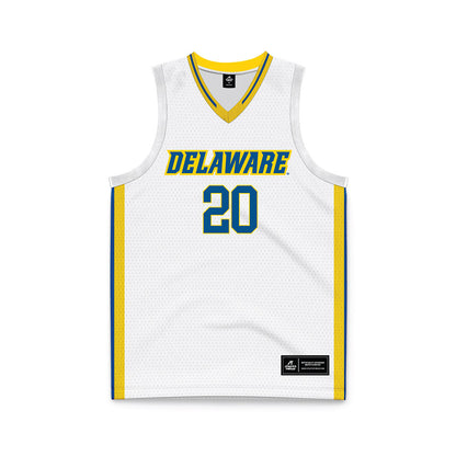 Delaware - NCAA Men's Basketball : Alex Kazanecki - White Basketball Jersey-0