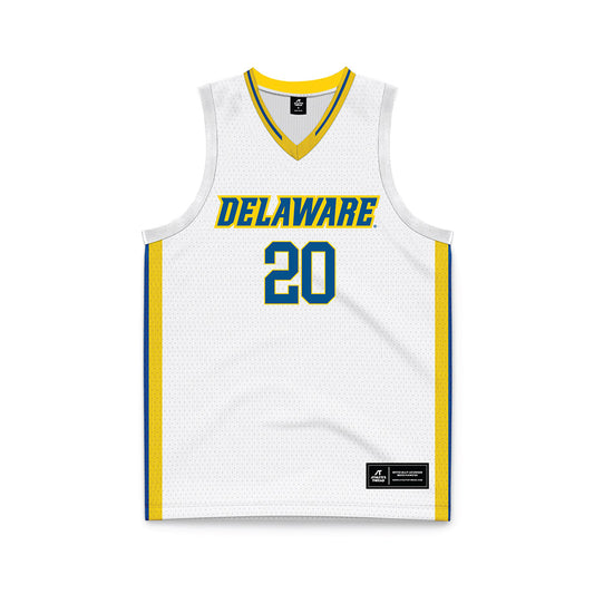 Delaware - NCAA Men's Basketball : Alex Kazanecki - White Basketball Jersey-0