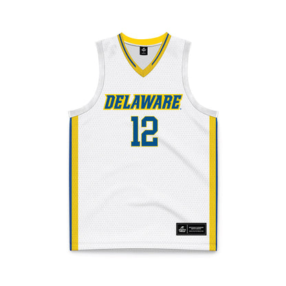 Delaware - NCAA Men's Basketball : Alex McFadden - White Basketball Jersey