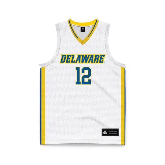 Delaware - NCAA Men's Basketball : Alex McFadden - White Basketball Jersey