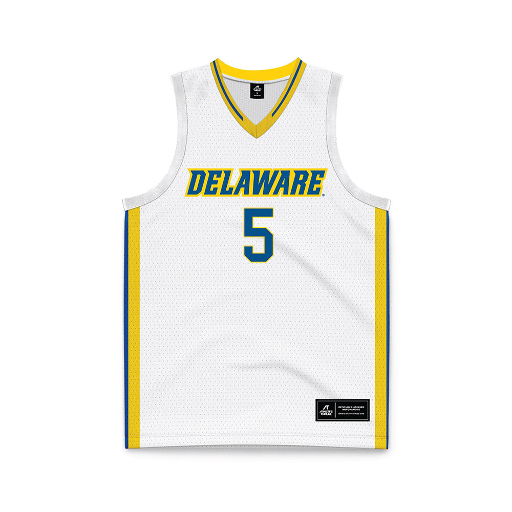 Delaware - NCAA Men's Basketball : Macon Emory - White Basketball Jersey-0