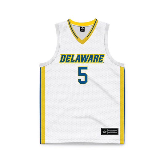 Delaware - NCAA Men's Basketball : Macon Emory - White Basketball Jersey-0