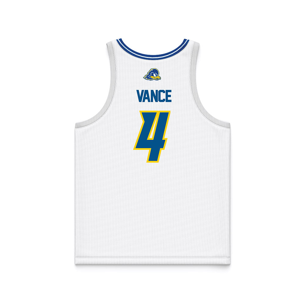 Delaware - NCAA Women's Basketball : Trinity Vance - White Basketball Jersey-1