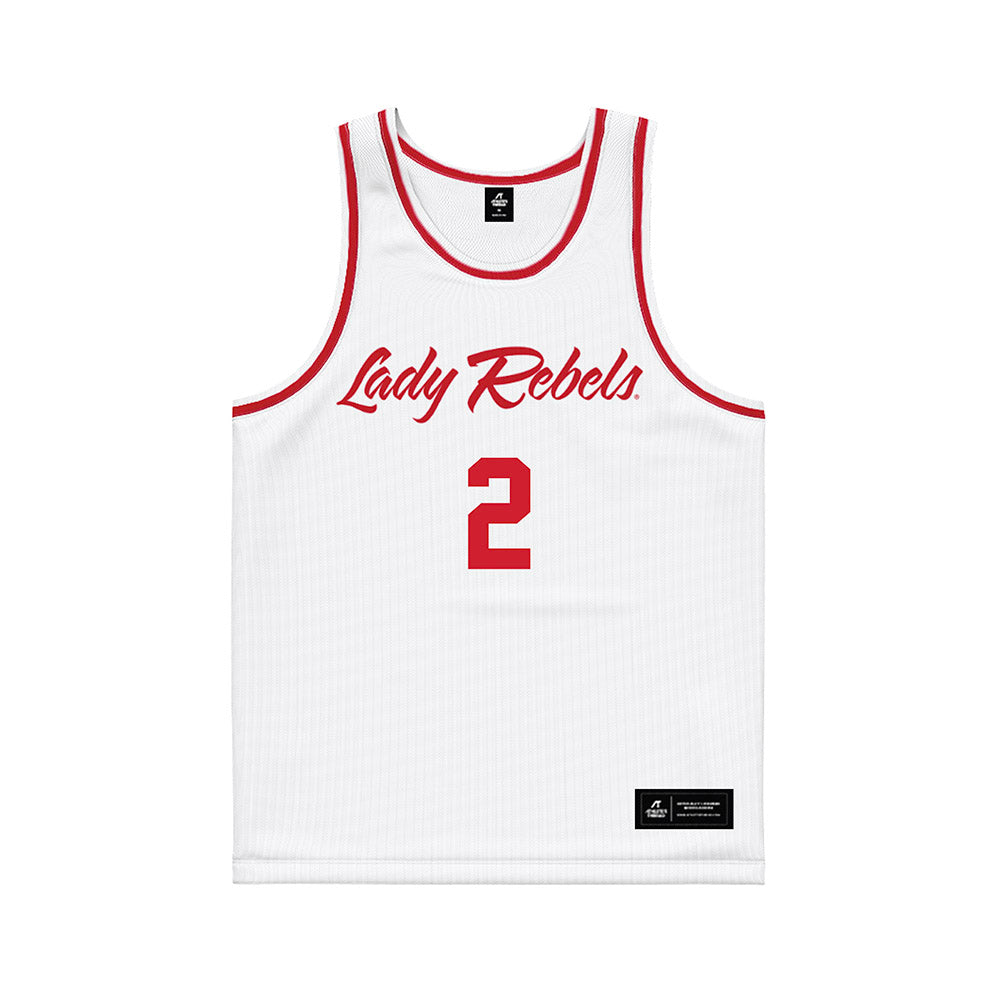 UNLV - NCAA Women's Basketball : Mariah Elohim - White Basketball Jersey-0