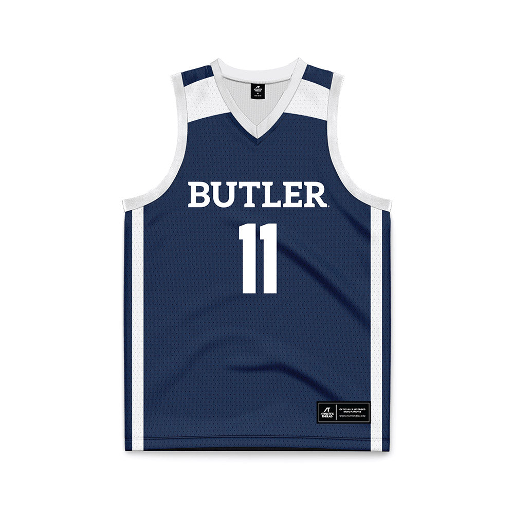Butler - NCAA Men's Basketball : Finley Bizjack - Navy Basketball Jersey-0