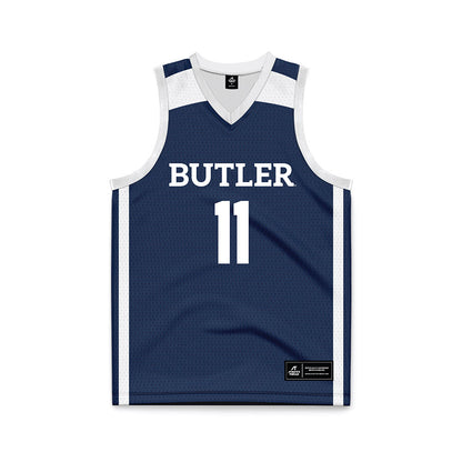 Butler - NCAA Men's Basketball : Finley Bizjack - Navy Basketball Jersey-0