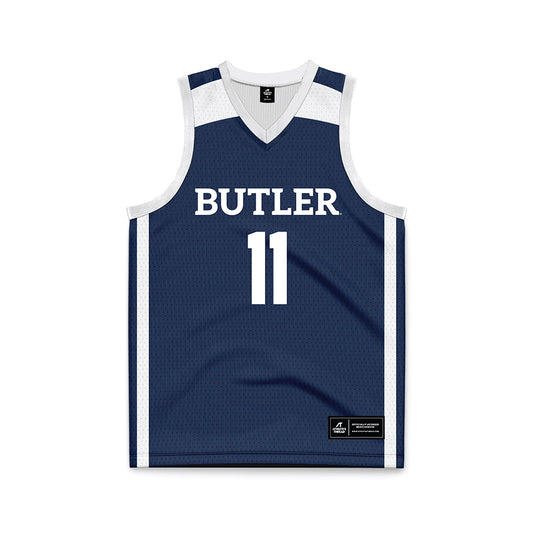 Butler - NCAA Men's Basketball : Finley Bizjack - Navy Basketball Jersey-0