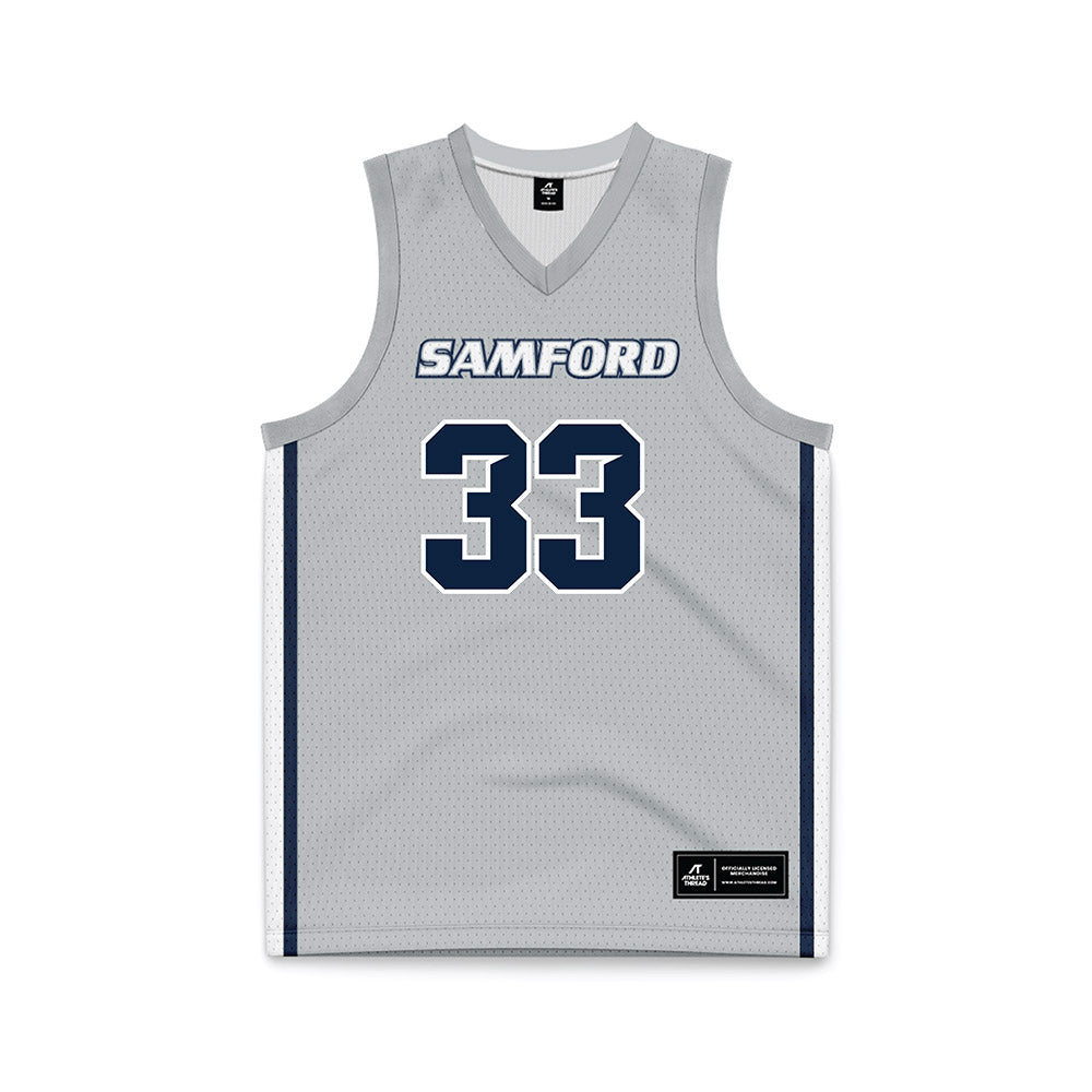 Samford - NCAA Men's Basketball : Zach Lamey - Grey Basketball Jersey-0
