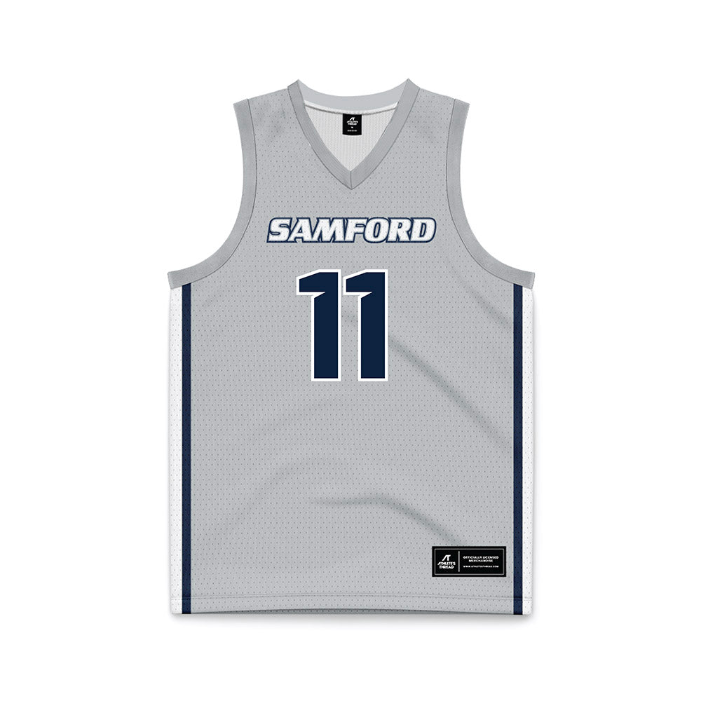 Samford - NCAA Men's Basketball : Cooper Davenport - Grey Basketball Jersey-0