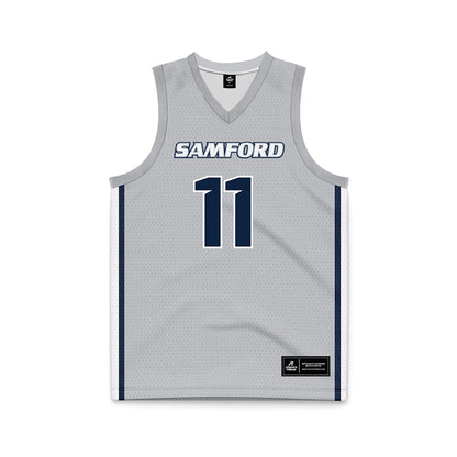 Samford - NCAA Men's Basketball : Cooper Davenport - Grey Basketball Jersey-0