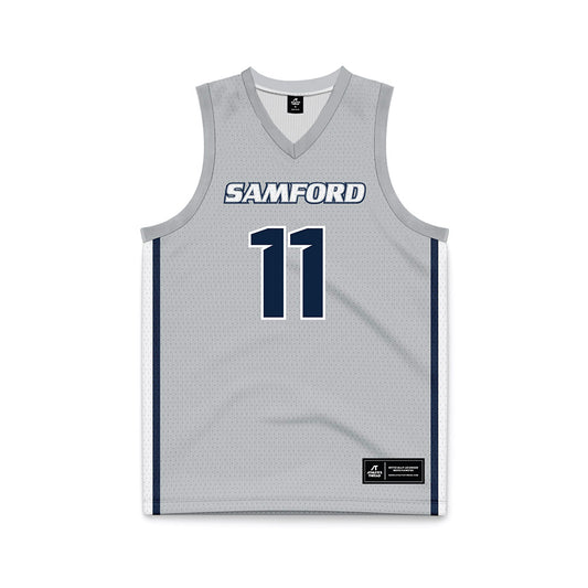 Samford - NCAA Men's Basketball : Cooper Davenport - Grey Basketball Jersey-0