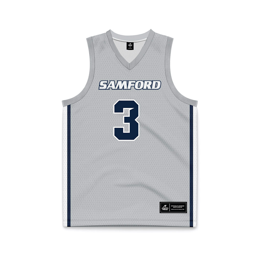 Samford - NCAA Men's Basketball : Trey Fort - Grey Basketball Jersey-0