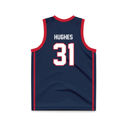 Samford - NCAA Men's Basketball : Joshua Hughes - Navy Basketball Jersey-1