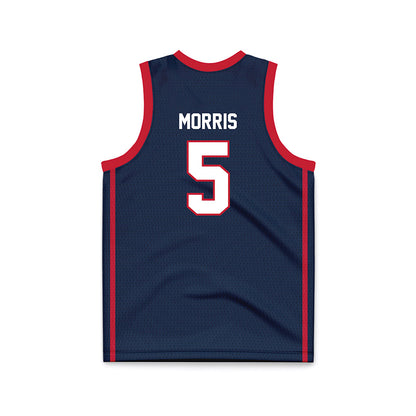 Samford - NCAA Women's Basketball : Francie Morris - Navy Basketball Jersey-1