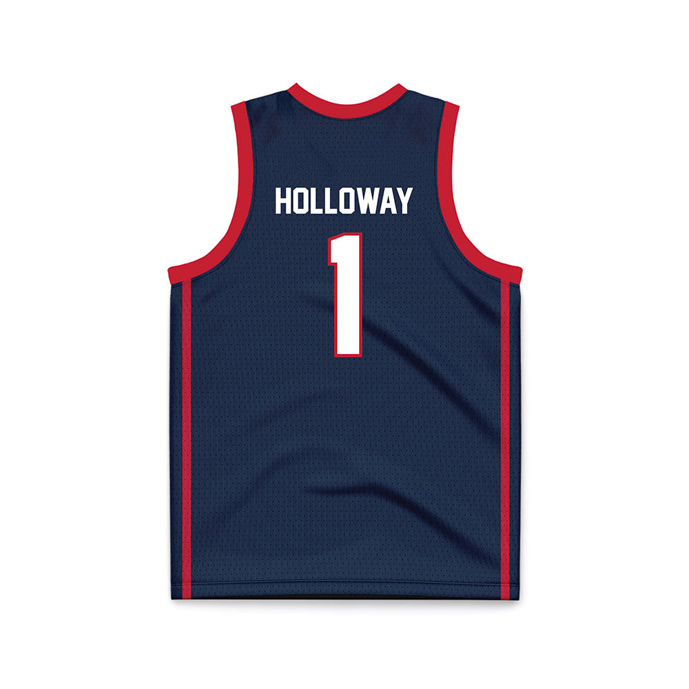 Samford - NCAA Men's Basketball : Joshua Holloway - Navy Basketball Jersey-1