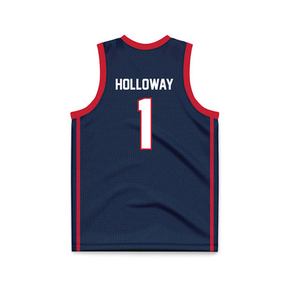 Samford - NCAA Men's Basketball : Joshua Holloway - Navy Basketball Jersey-1