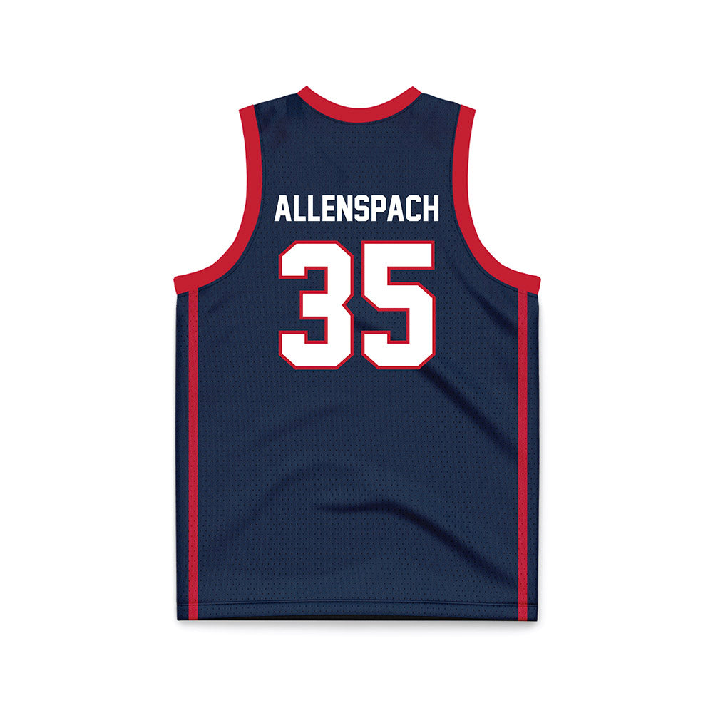 Samford - NCAA Men's Basketball : Riley Allenspach - Navy Basketball Jersey-1