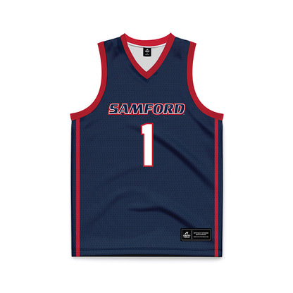 Samford - NCAA Men's Basketball : DaJion Humphrey - Navy Basketball Jersey-0