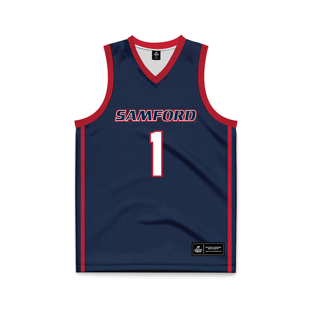 Samford - NCAA Women's Basketball : Jada Knight - Navy Basketball Jersey-0