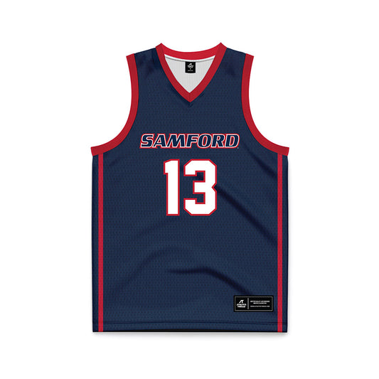 Samford - NCAA Men's Basketball : Julian Brown - Navy Basketball Jersey-0