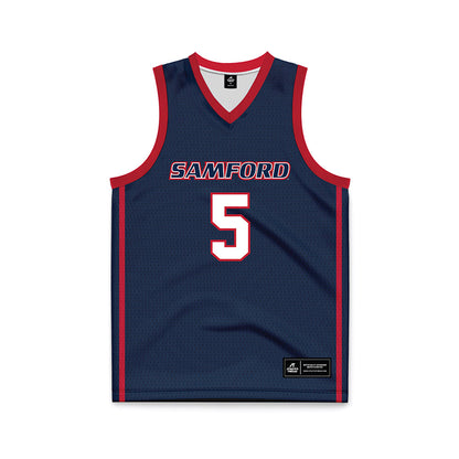 Samford - NCAA Women's Basketball : Francie Morris - Navy Basketball Jersey-0