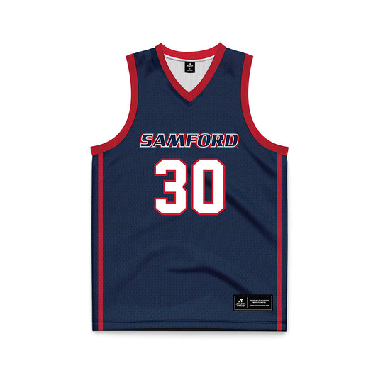 Samford - NCAA Men's Basketball : Owen LaRocca - Navy Basketball Jersey-0
